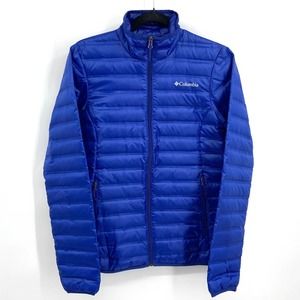 COLUMBIA Blue Lightweight Duck Down Full Zip Outdoor Puffer Jacket Size Small